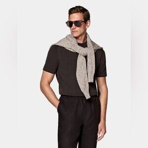 Suit Supply Dark Brown Short Sleeve Crewneck